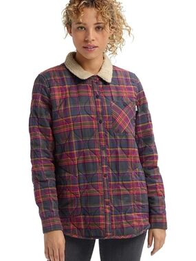 Burton Grace Insulator Quilted Iron Marcy Plaid Jacket with Sherpa Collar
